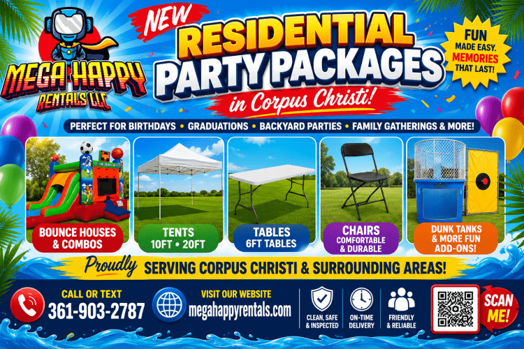 NEW- Residential Party Packages in Corpus Christi
